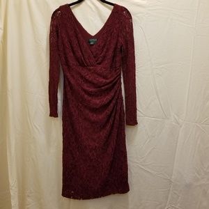 Ralph Lauren v neck lace sleeve dress